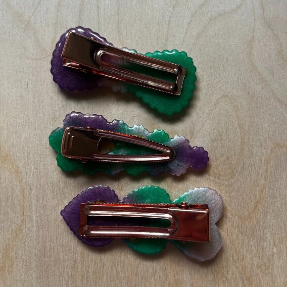 Handmade Beaded Hair Clips – Mermaid Colors - Picture 2 of 2